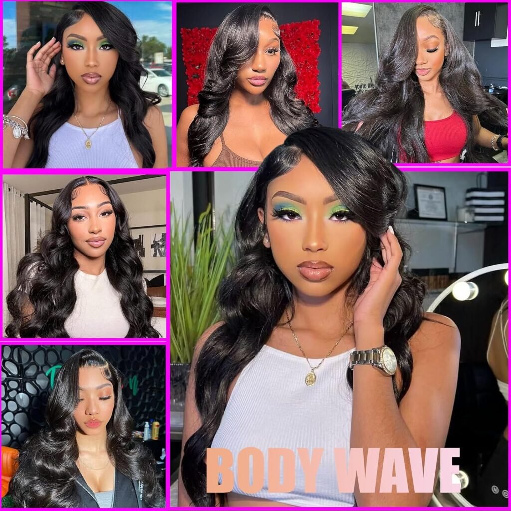 13x4 Lace Front Wigs Human Hair Pre Plucked with Baby Hair 20 Inch Body Wave Lace Front Wigs 180% Density Glueless Human Hair Wigs for Black Women HD Transparent Lace Frontal Wigs Natural Black