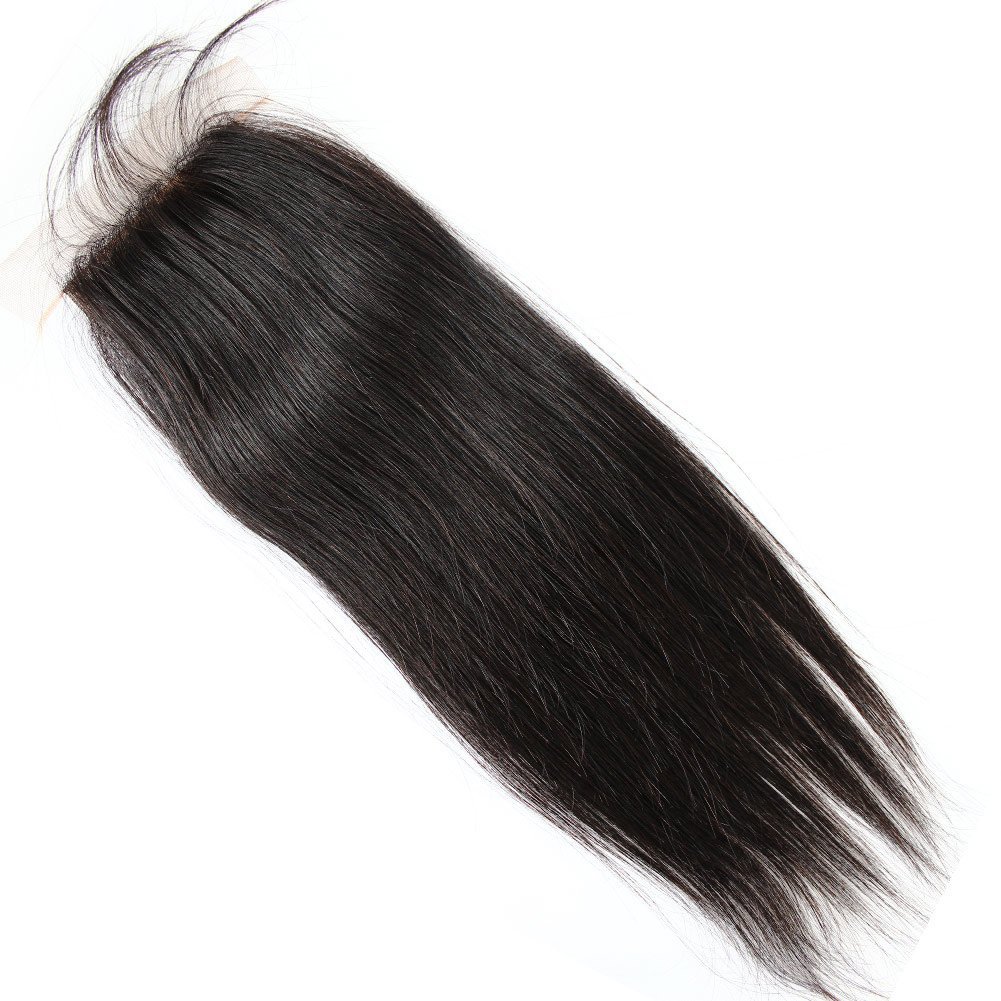 Bella Hair Free Part Silk Base Closure Straight, 130% Density Natural Color Remy Virgin Human Hair 4x4inch Top Closure (16inch)