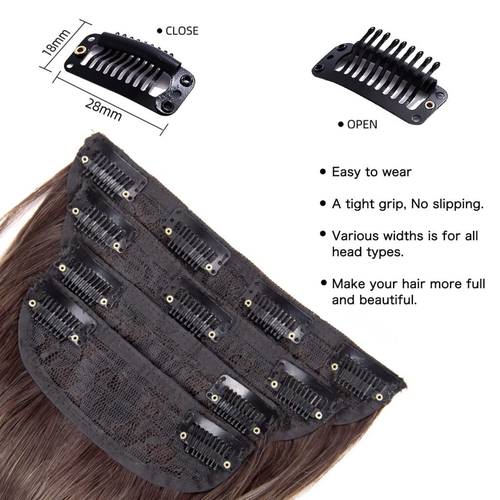 Clip in Natural Hair Extensions Long Wavy 4PCS Thick Hairpieces Dark Ash Blonde Mixed Bleach Blonde Double Weft Synthetic 20 Inch for Women (4pcs, 20Inch, 16H613#)