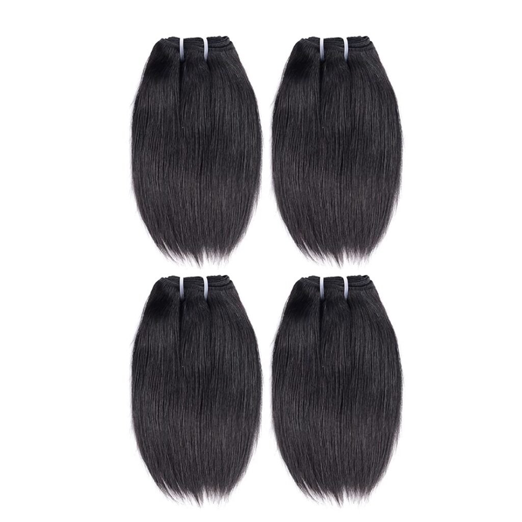 Liang Dian 10 Inch Short Human Hair Bundles Natural Color 4 Bundles 12A Brazilian Virgin Hair 100% Unprocessed Straight Human Hair Bundles(10101010)