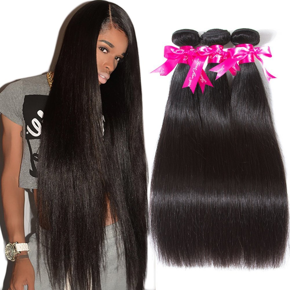 Subella Brazilian Straight Hair 3 Bundles 14 16 18inch Grade 10A Virgin Straight Human Hair Bundles Natural Black Color Hair Weave