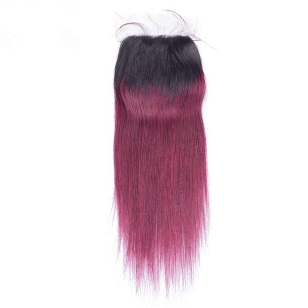 Black and Burgundy Red Ombre Virgin Indian Human Hair 3Bundles Deals with Silk Top Closure 4Pcs Lot Straight #1B/99J Wine Red Ombre 4x4 Silk Base Closure with Weaves (24 24 24+20)