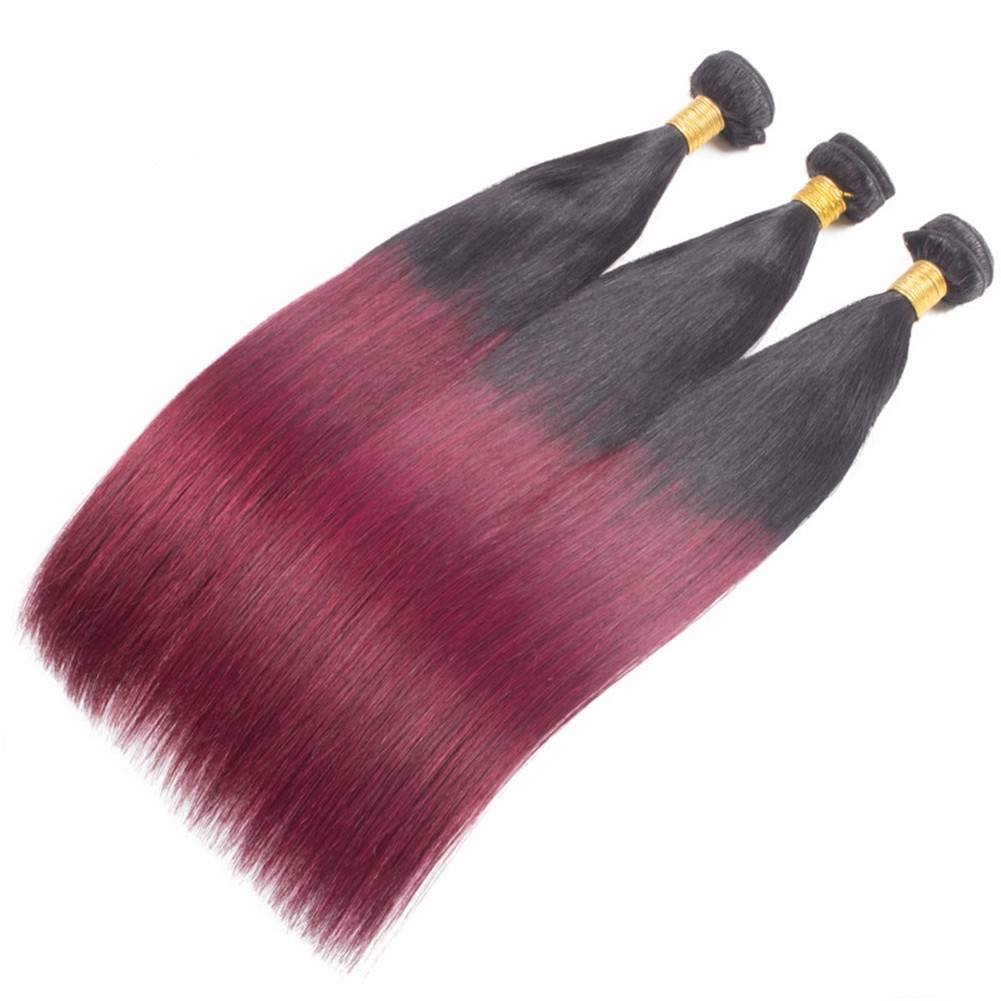Black and Burgundy Red Ombre Virgin Indian Human Hair 3Bundles Deals with Silk Top Closure 4Pcs Lot Straight #1B/99J Wine Red Ombre 4x4 Silk Base Closure with Weaves (24 24 24+20)