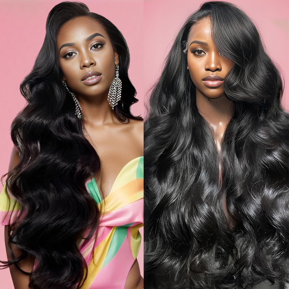 30 Inch Body Wave Lace Front Wigs Human Hair Pre Plucked 180% Density 13x4 Transparent HD Lace Front Wigs for Women Glueless Frontal Wigs with Baby Hair Natural Black Human Hair Wig
