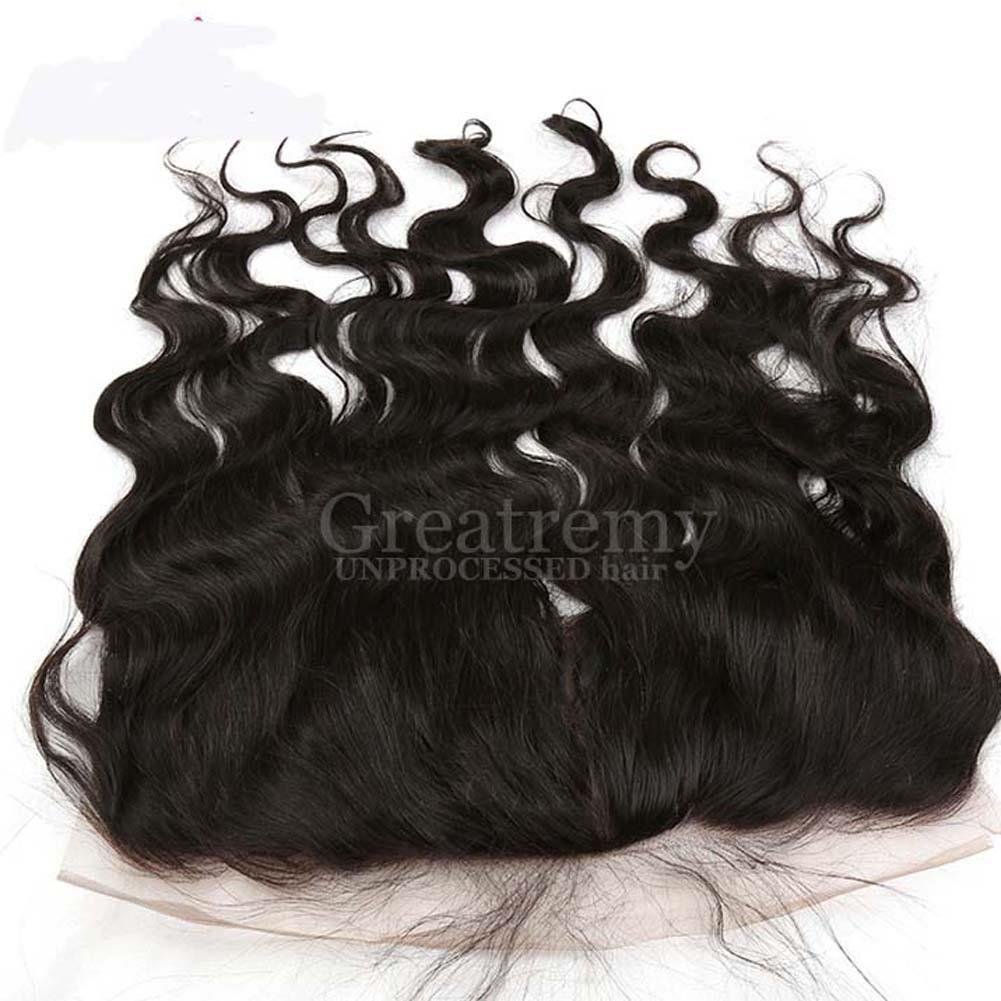 greatremy 12A13 x4 Body Wave Silk Base Lace Frontal Closure With Baby Hair Brazilian Virgin Hair Free Part Bleached Knots Natural Color 10inch