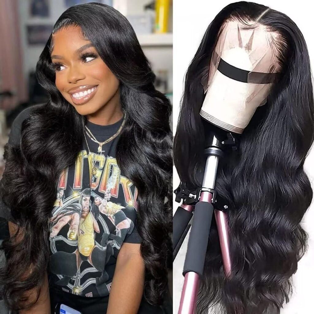 Body Wave Lace Front Wigs Human Hair Pre Plucked 13x4 HD Transparent Lace Frontal Wigs Human Hair with Baby Hair 180 Density Glueless Human Hair Wigs for Black Women Natural Color 20 Inch