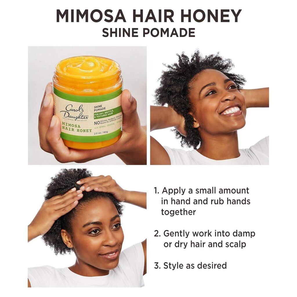 Carols Daughter Mimosa Hair Honey Shine Pomade for Textured and Curly Hair - with Shea Butter  Rosemary Oil, 8 fl oz